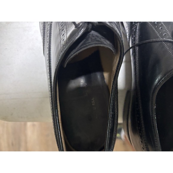 Men's Johnston and Murphy Limited 11 Wingtip Dress Shoes Optima Leather Blk - Picture 4 of 8